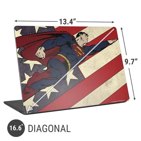 DC Comics Superman Vintage Pose American Flag Universal Laptop 16.6in (13.4 x 9.7in) Skin